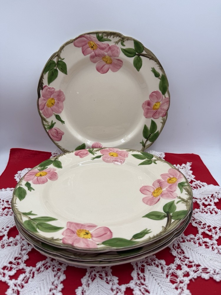 Set of 4 Vintage Franciscan Desert Rose Dinner Plates USA GUC 10.5