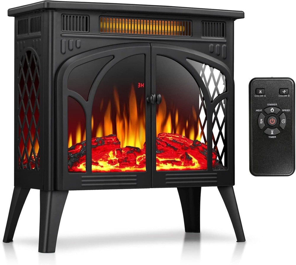 Electric Fireplace Stove, 3D Free-Standing Infrared Fireplace Stove and Realisti