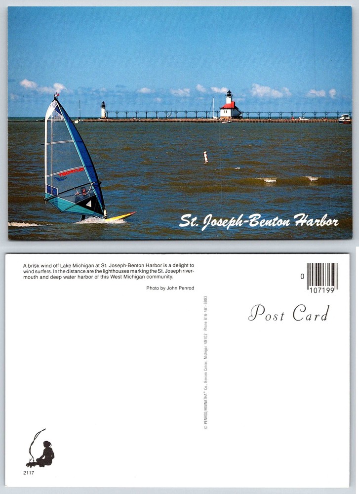 St Joseph Benton Harbor Michigan LIGHTHOUSE Postcard V240