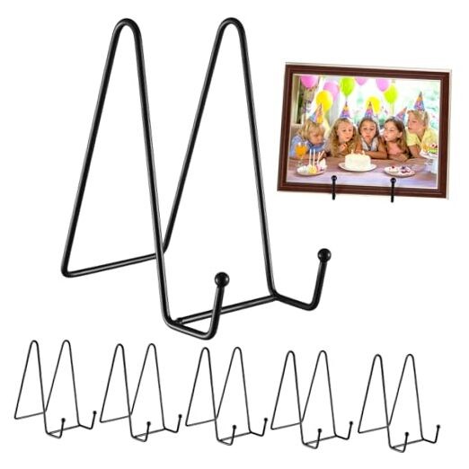 6-Pack Black Metal Plate Display Stands, 8 Inch Plate Holders for Showcase