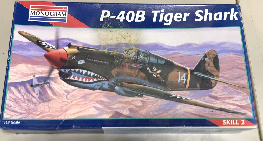 Monogram 1/48 5209 Tiger Shark P-40B Model Airplane Jet Kit 1985 NIOB