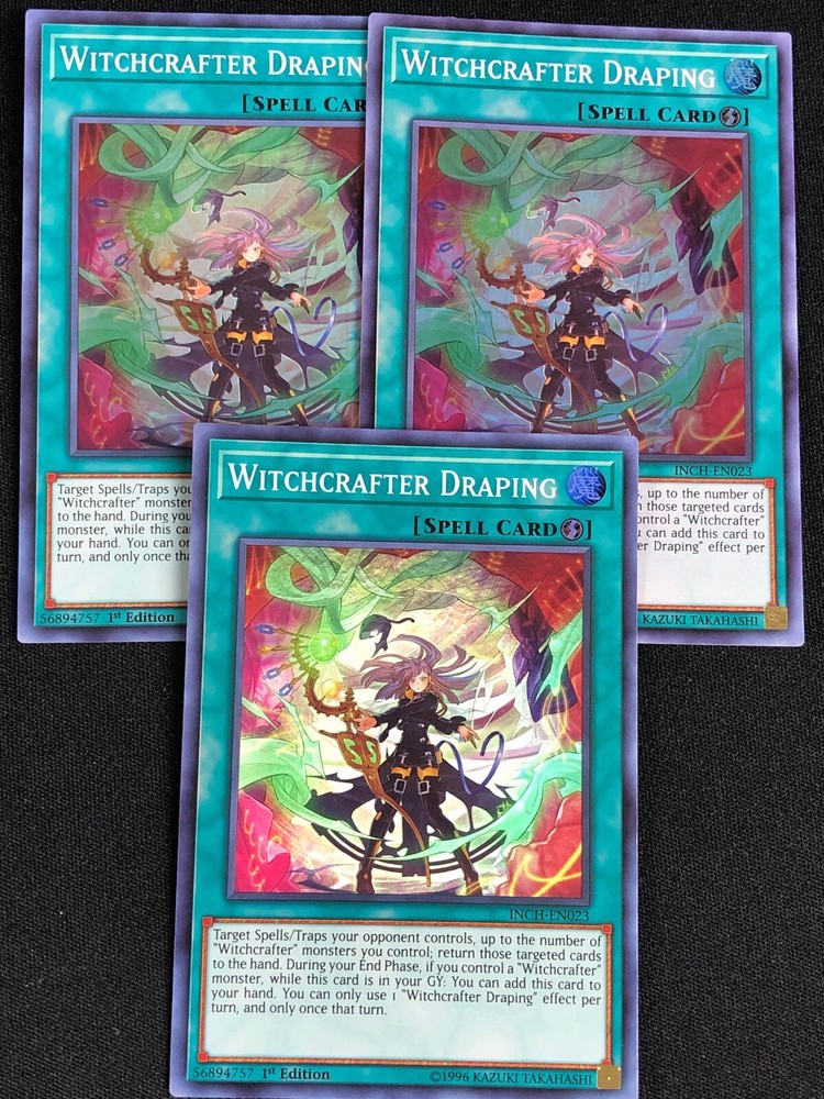 YuGiOh Witchcrafter Draping Super Rare 1st Edition x3 NM
