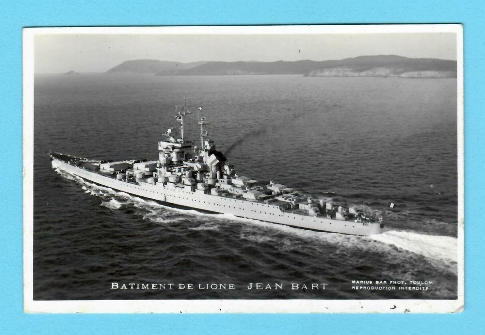 Warship JEAN BART VINTAGE PHOTO POSTCARD 3111