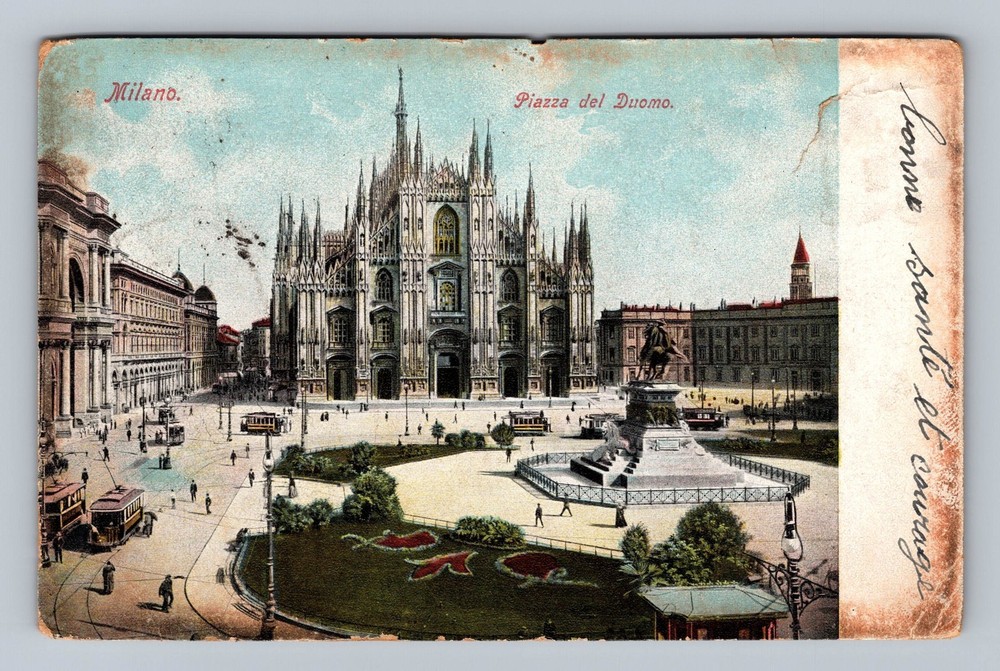 Italy- Milan Cathedral Square Standard Postal Old Card View PC Vintage Postcard