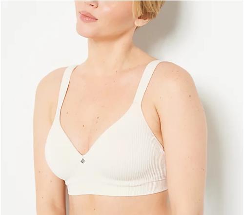 Breezies Seamless Rib Wirefree Tshirt Bra (Pristine, Small) A375135