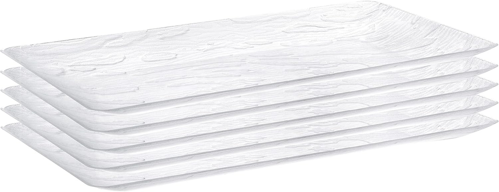 Clear Wood-Pattern Plastic Serving Platters and Trays