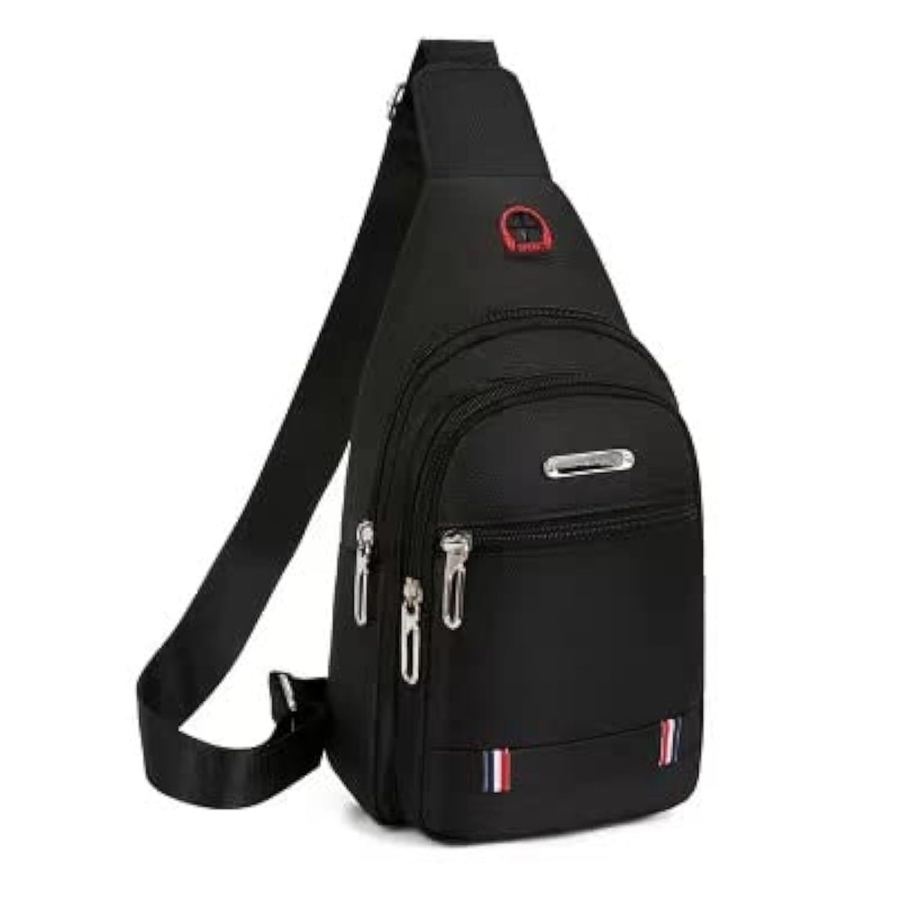 Men's chest bag canvas leisure bag sports small backpack oxford cloth single ...