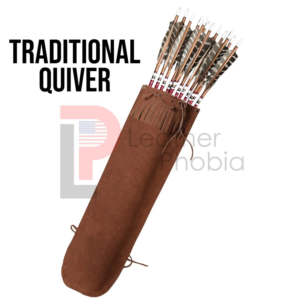 Traditional Quiver Back Leather Quivers Handmade Brown Arrow Holder For Hunting