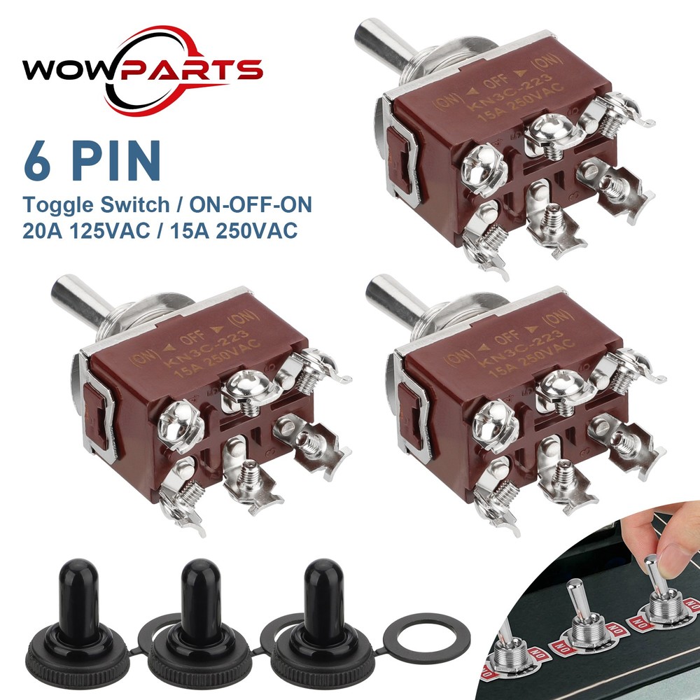 3X 3 Position 6Pin Toggle Switch Heavy Duty 20A 125V/15A 250V DPDT (ON)-OFF-(ON)