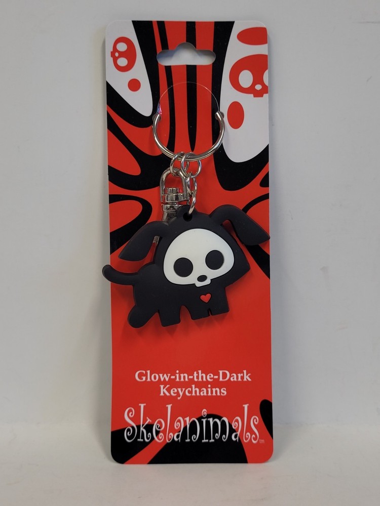 Key Chain Skelanimals - Dax Dog Walking Glow in Dark PVC Soft Rubber NEW