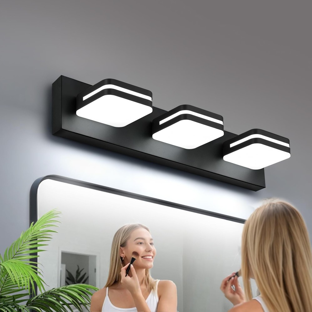 360° Rotate LED Bathroom Vanity Light Fixtures, 1300LM Acrylic Matte Black