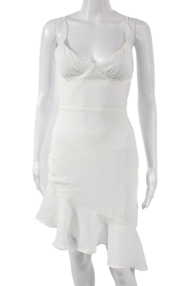 Superdown Womens Mini Dress White Sweetheart Sleeveless Zip Polyester Size XSFree Shipping in US $100+ Orders | $6.95 Orders Below