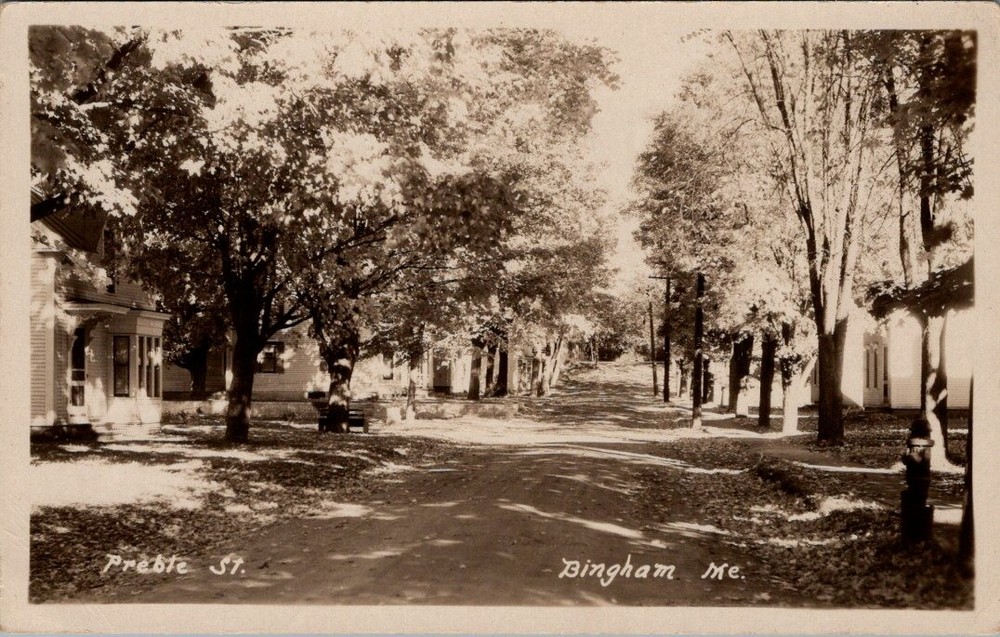 Treble Street, BINGHAM, Maine Real Photo Postcard