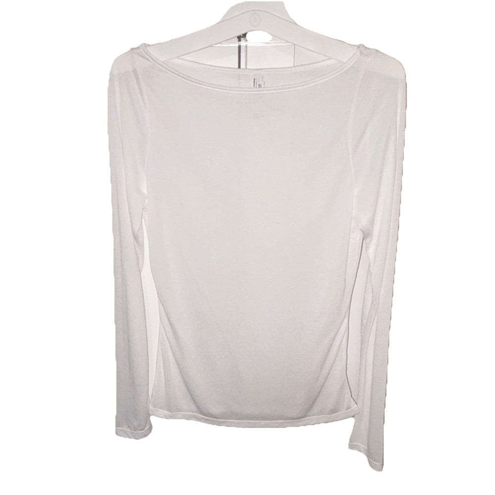 Auden White Solid Knit Scoop Neck Long Sleeve Pullover Top Size XS