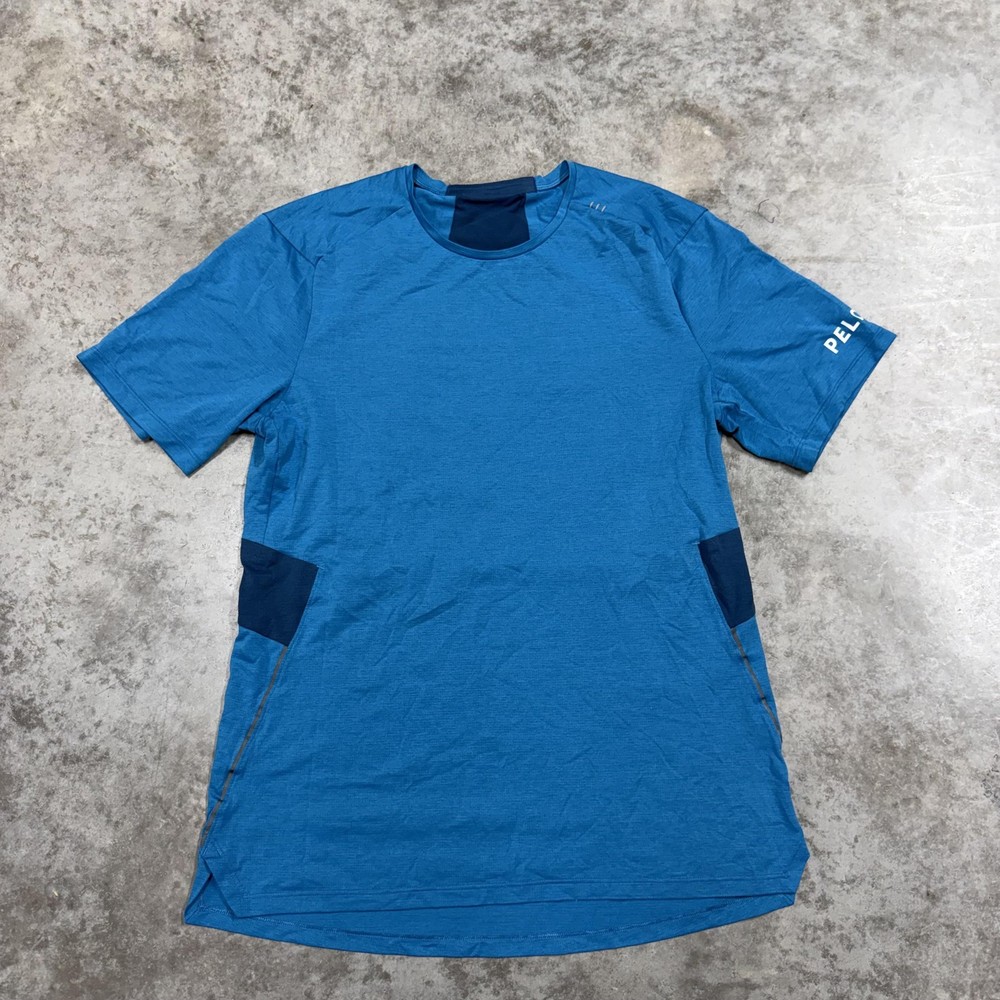 Lululemon Peloton Shirt Mens Large Blue Short Sleeve Cycling Performance Tee