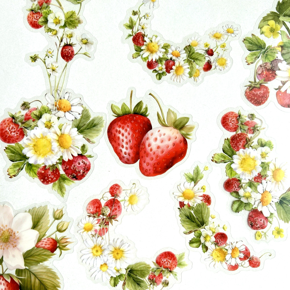 Strawberry Flake Stickers Junk Journals Collage Scrapbooking (B)