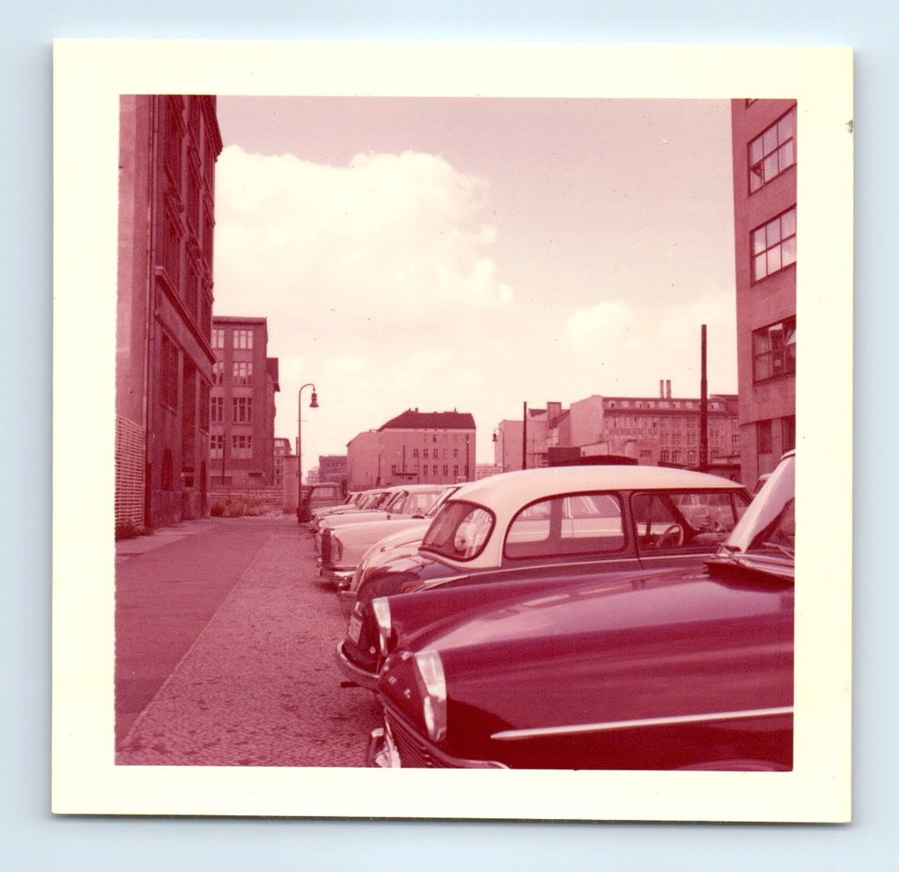 Old Vintage Square Color Photo BERLIN GERMANY STREET SCENE CLASSIC CARS