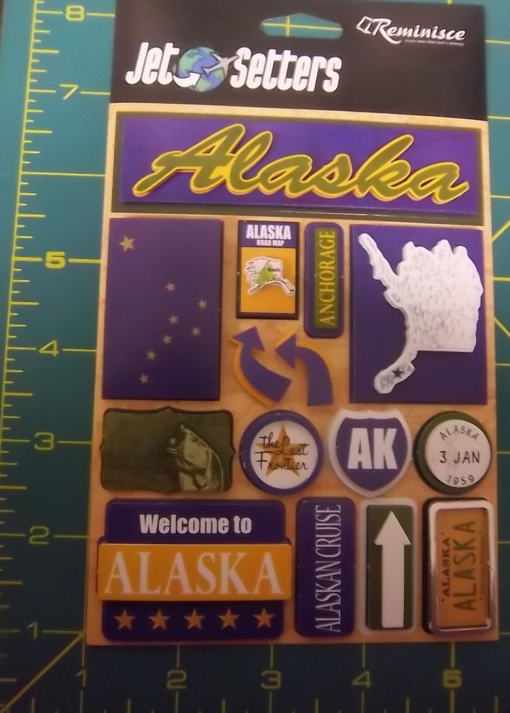 Acid Free 3D Alaska scrapbook Stickers 15 total on one card great assortment-image