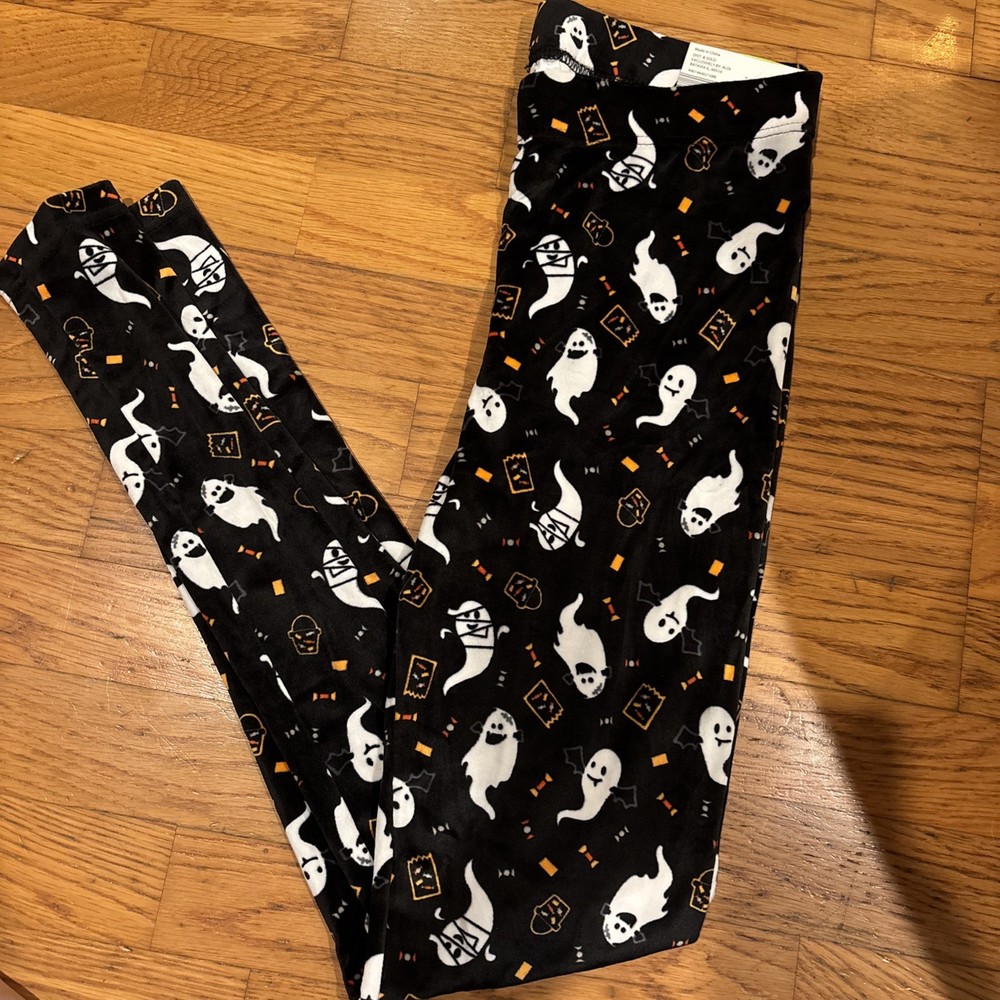 New Serra Ladies Ultra Plush Halloween Ghost Leggings Women's Size Medium