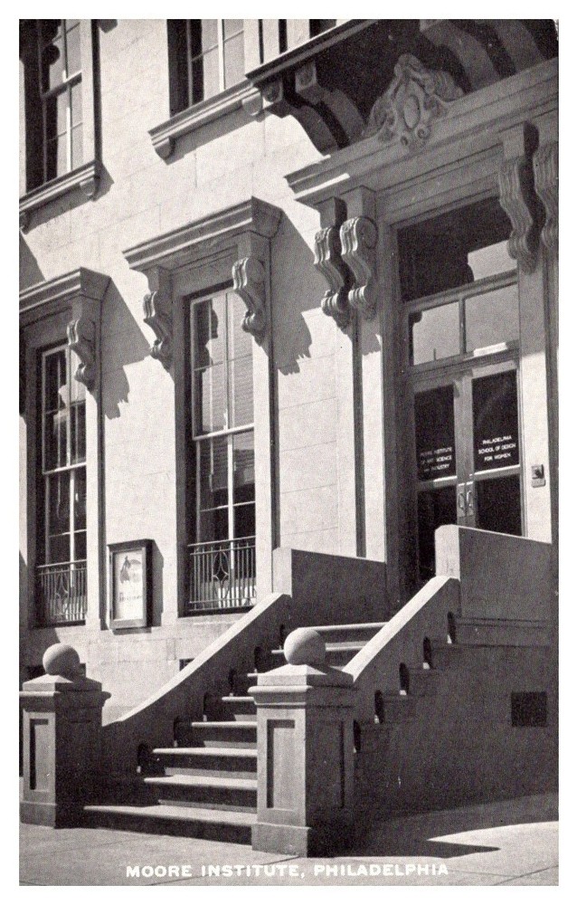 1930s Street View Moore Institute Art Philadelphia Pennsylvania Vintage Postcard