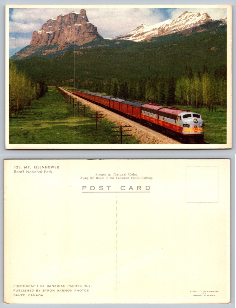 Mt Eisenhower Banff National Park Train Canada Postcard