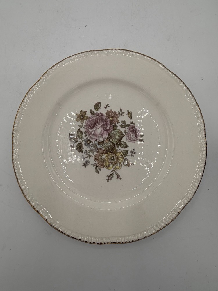 Vintage Homer Laughlin Dinner Plates E57N8 - 9.25” 22Kt Gold Trim - Hand Painted
