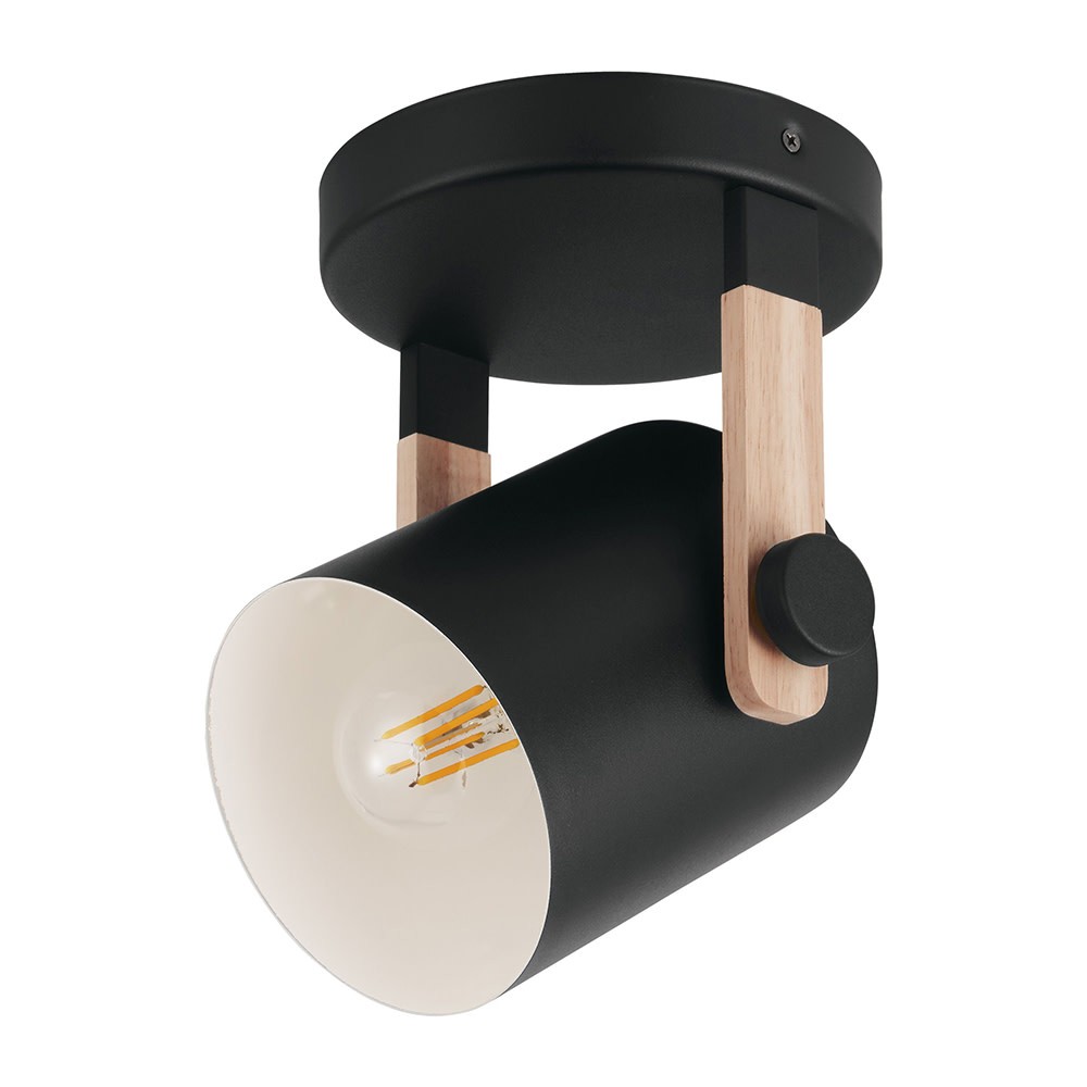 EGLO Hornwood Black Natural Semi-Flush Mount Light Fixture 43046A