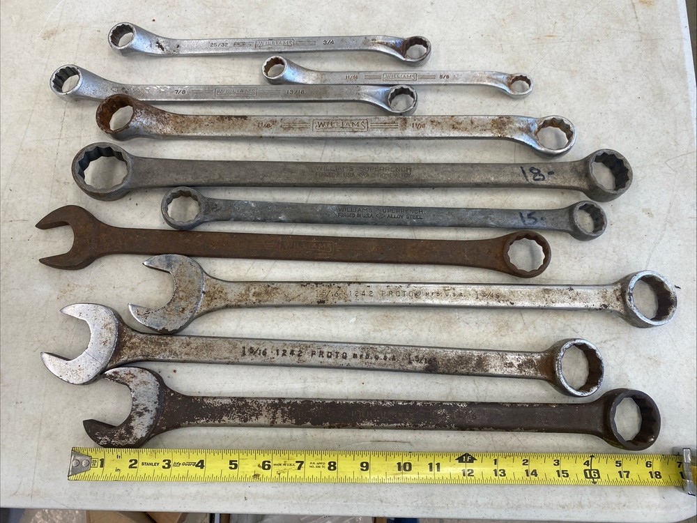 10 pc. Lot USA UGLY! Large Combination Box End Williams/PROTO Wrenches M0527L