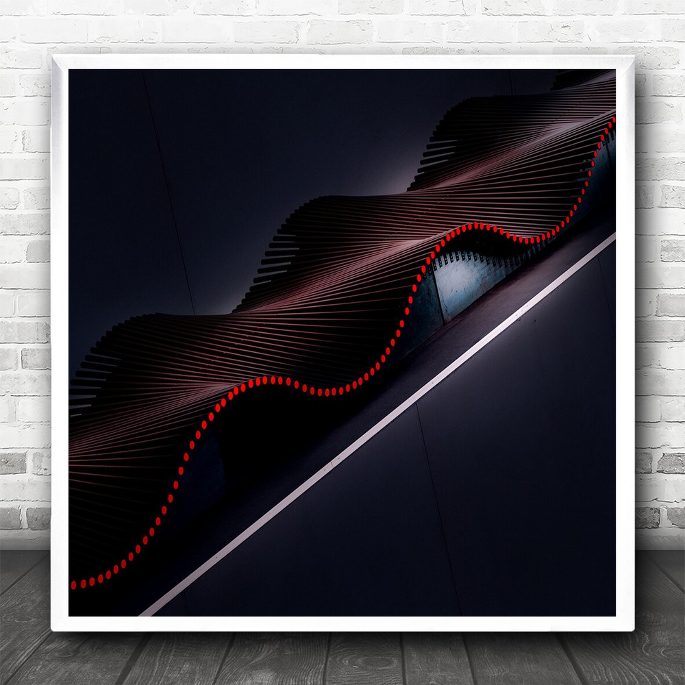 Architecture Abstract Curves Lines Colour Red Blue Square Wall Art Print