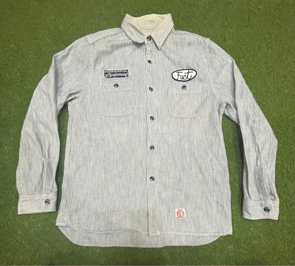 FUCT SSDD Hickory Stripe Work Shirt Size M