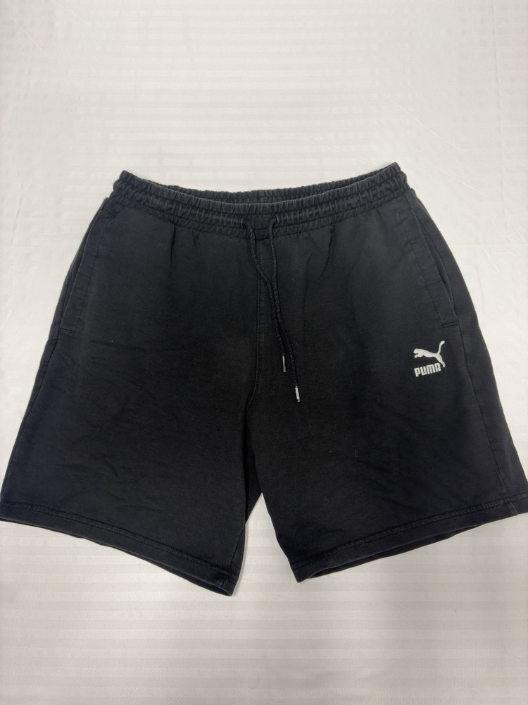 Puma Essentials Shorts Men's Sz Large Black Sweat Shorts Cotton Blend