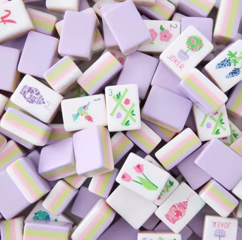 NEW! Vibrant Layered Mahjong Tiles – Full American Set 160 Tiles - Lilac