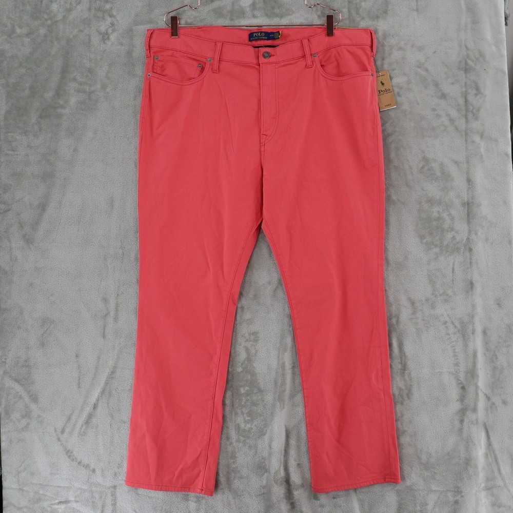 Polo Ralph Lauren Varick Slim Straight Pants Mens 40/30 Pink Chino Stretch NWD