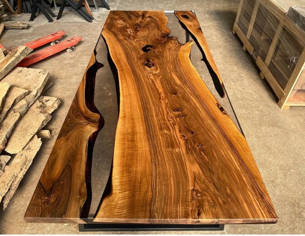 Custom 24x48 Live Edge Acacia Wood Epoxy Resin Dining Table-image