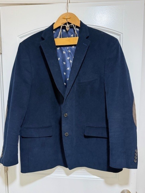 Lauren Ralph Lauren Sport Coat Men's 50R Blue Corduroy Elbow Patch