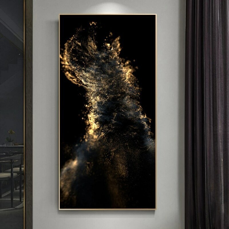 Abstract Gold and Black Canvas Painting Wall Art Picture Luxury Nordic Art Decor