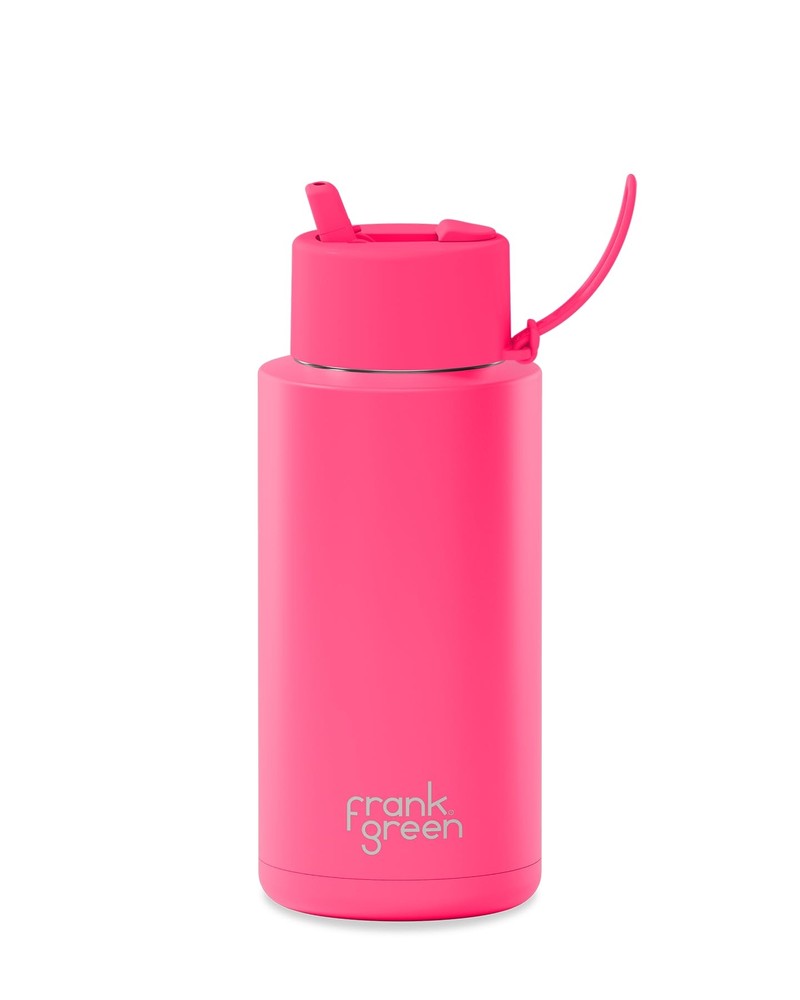 Ceramic Reusable Bottle with Stainless Steel Insulated Straw Lid
