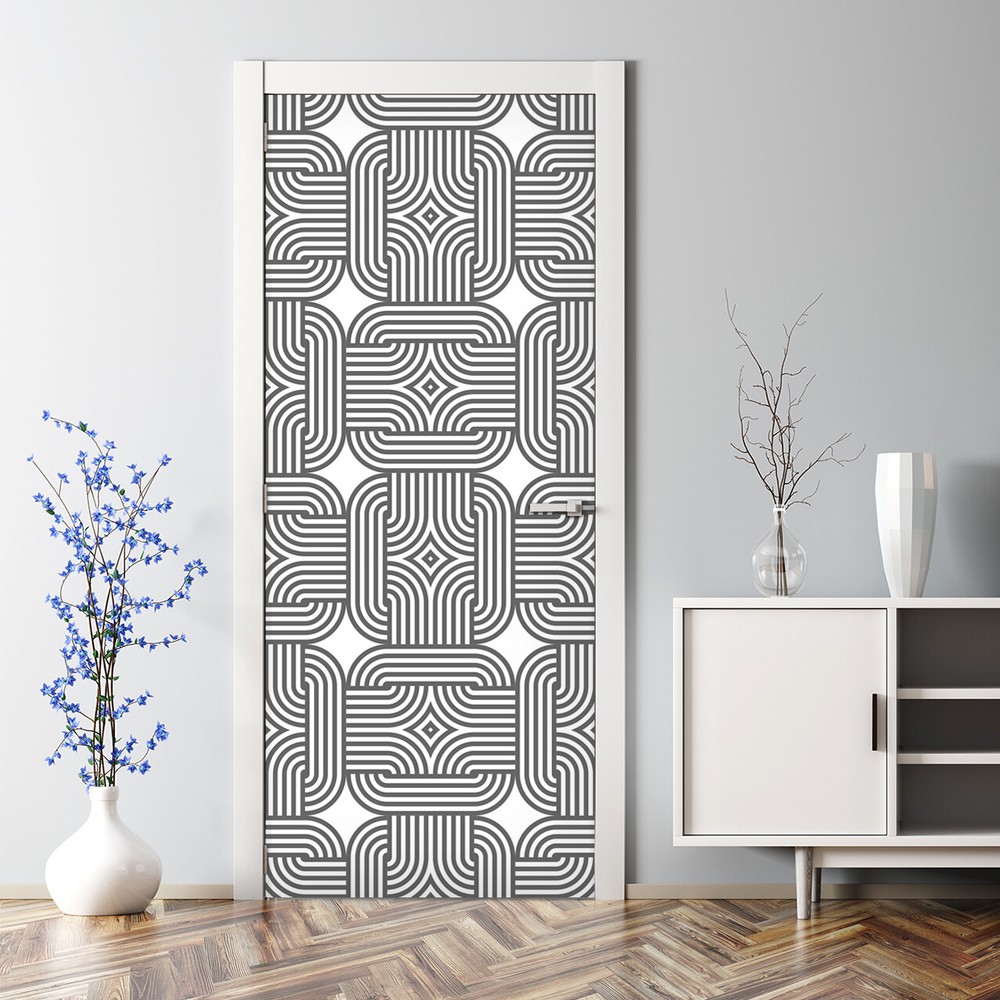 Vintage Floral Renters Flower Nursery Black and White Self Adhesive Door Decal