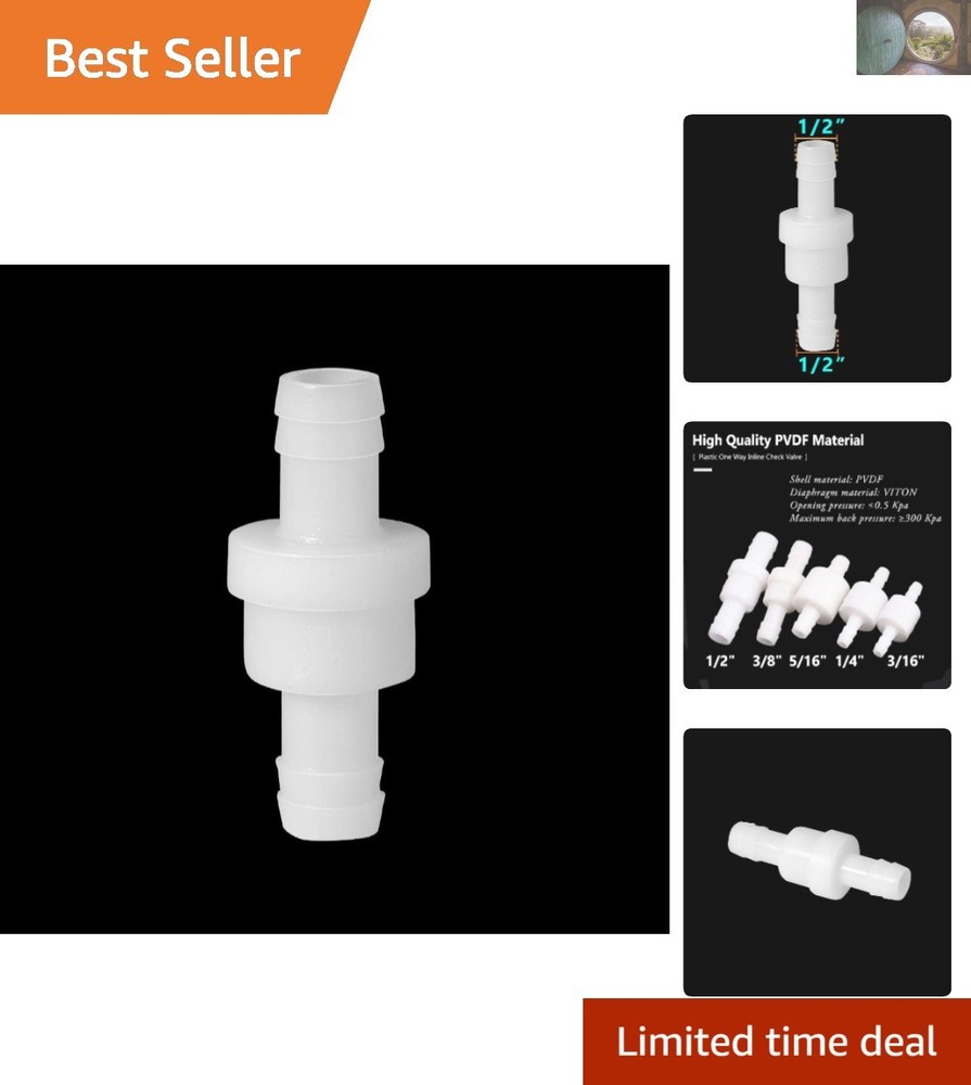 2-Port 1/2 Inch Barb Check Valve Corrosion Resistant Industrial Grade