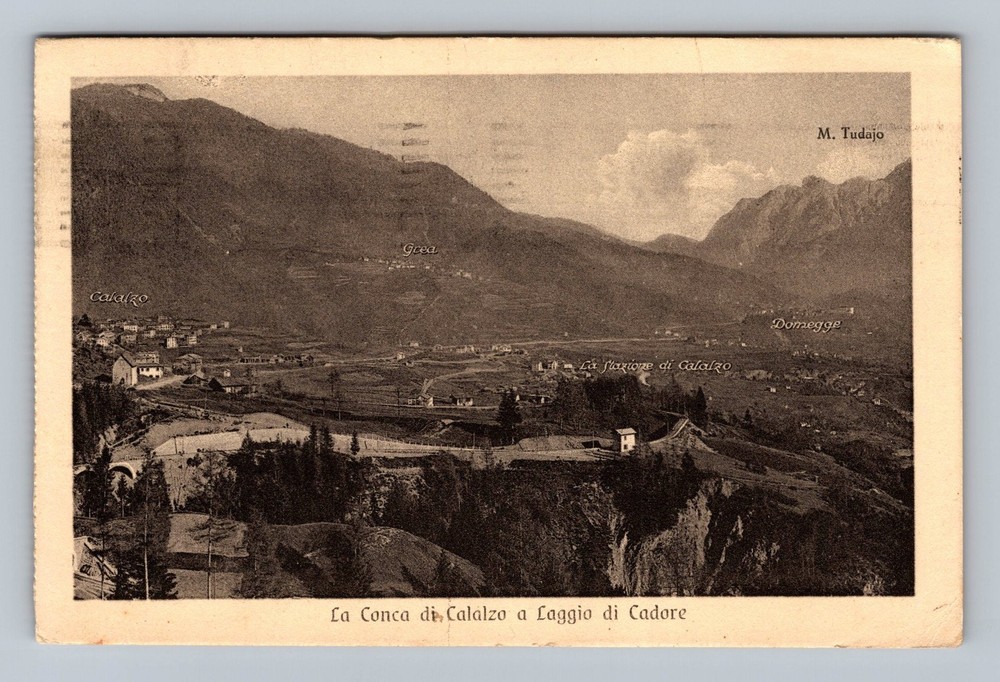 Italy- The Calalzo Basin In Laggio Di Cadore Old Card PC Vintage c1924 Postcard