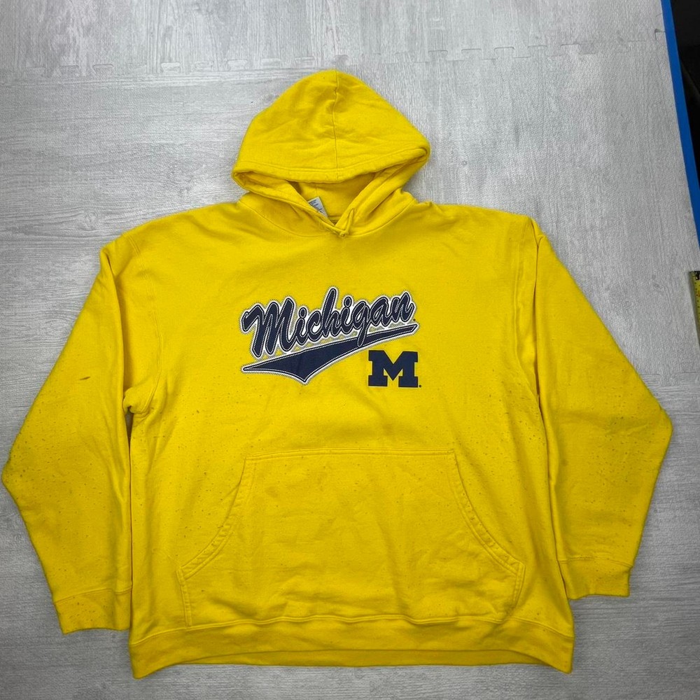 Vintage 90s Michigan Wolverines Sweatshirt Size: XXL Yellow Blue NCAA College