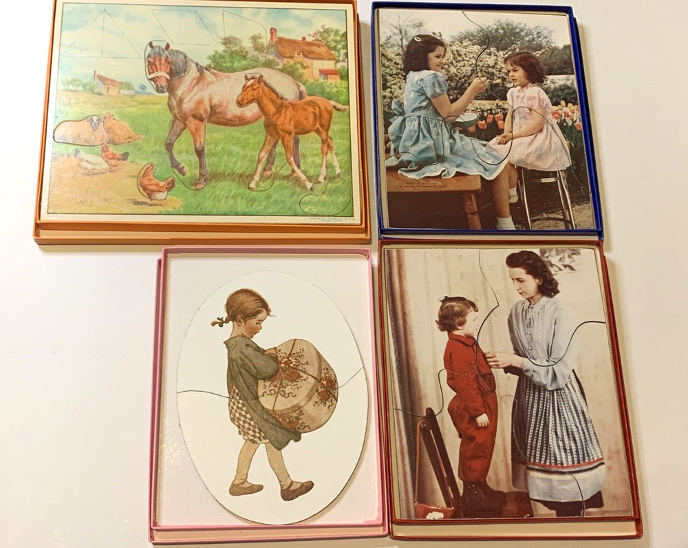 Lot of 4 Vintage Wooden IQ Psychological Test Stoelting Co. Original Box Puzzles
