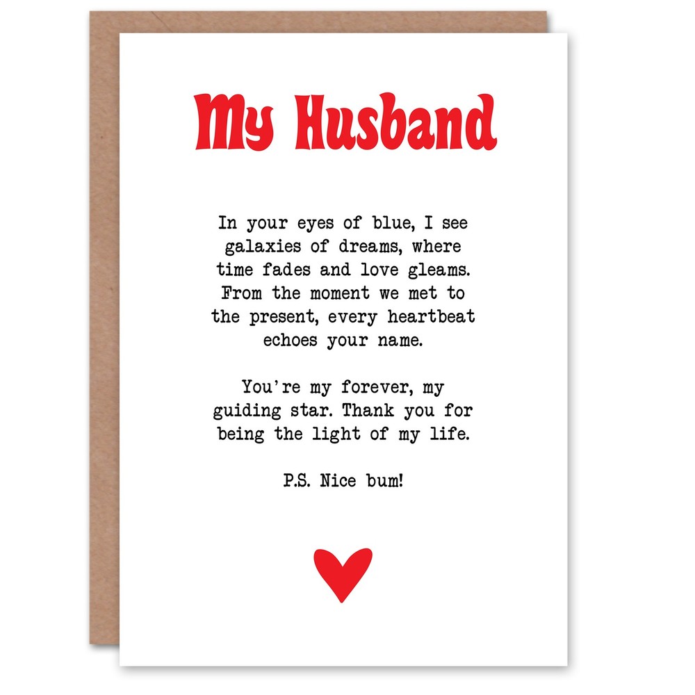 Greeting Card Love Poem Blue Eyes Husband Romantic Poetry Fun Anniversary