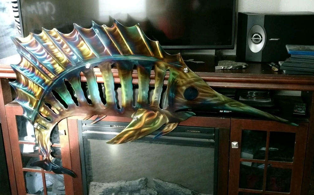 sailfish wall hanging beach house home decor Sculpture outdoor patio art deco