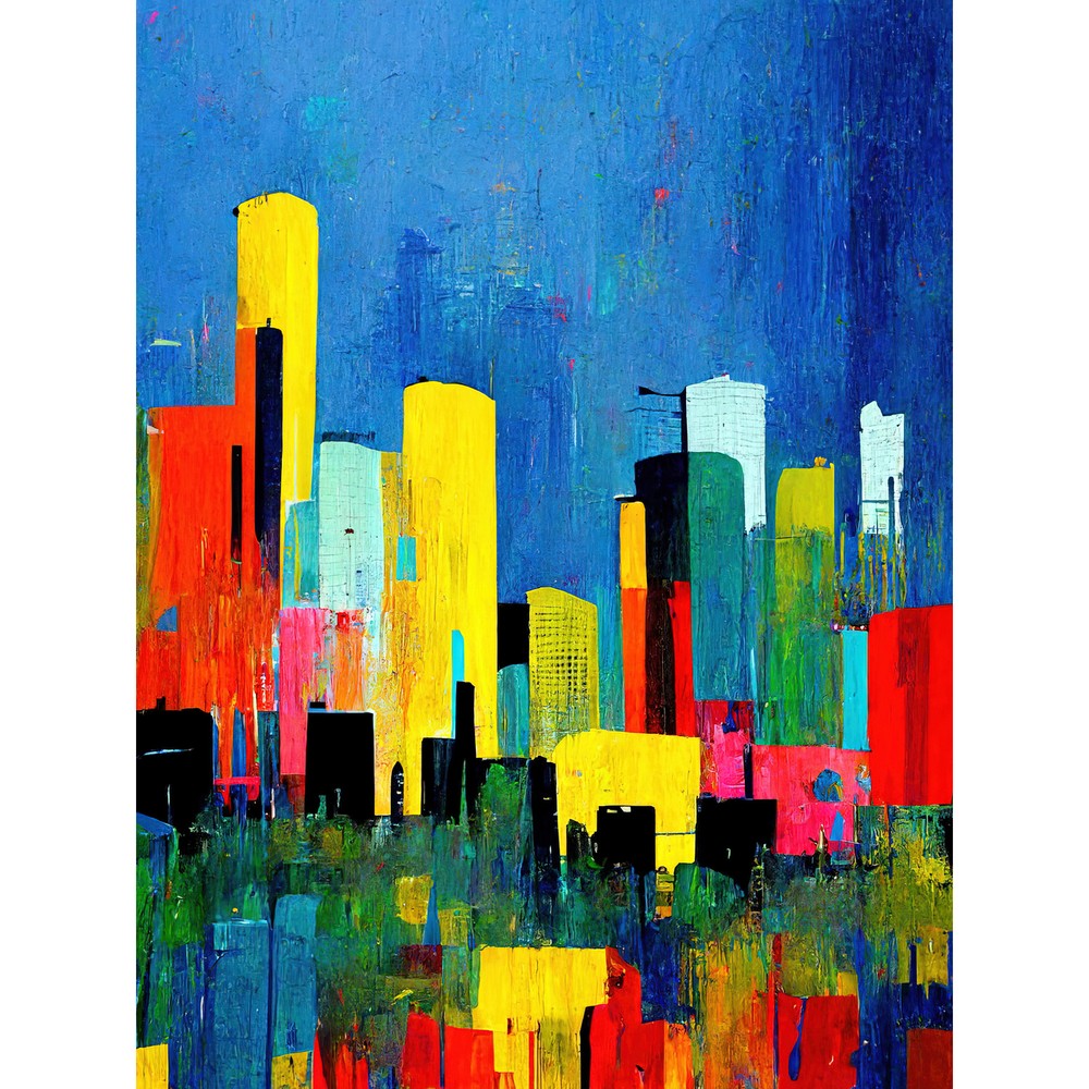Colourful Cityscape Reflection Dot Abstract Huge Wall Art Poster Print Giant