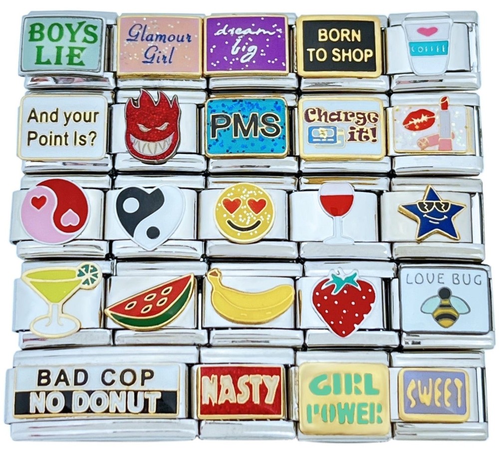 9mm Italian Charms Assorted Words And Sayings  (Col #13)