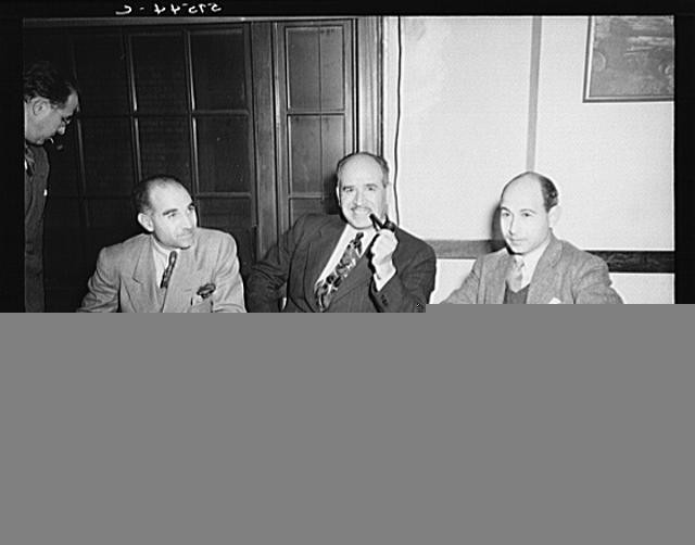 Photo:Portrait Men Smoking Pipe Meeting 1940s Black and White Photo
