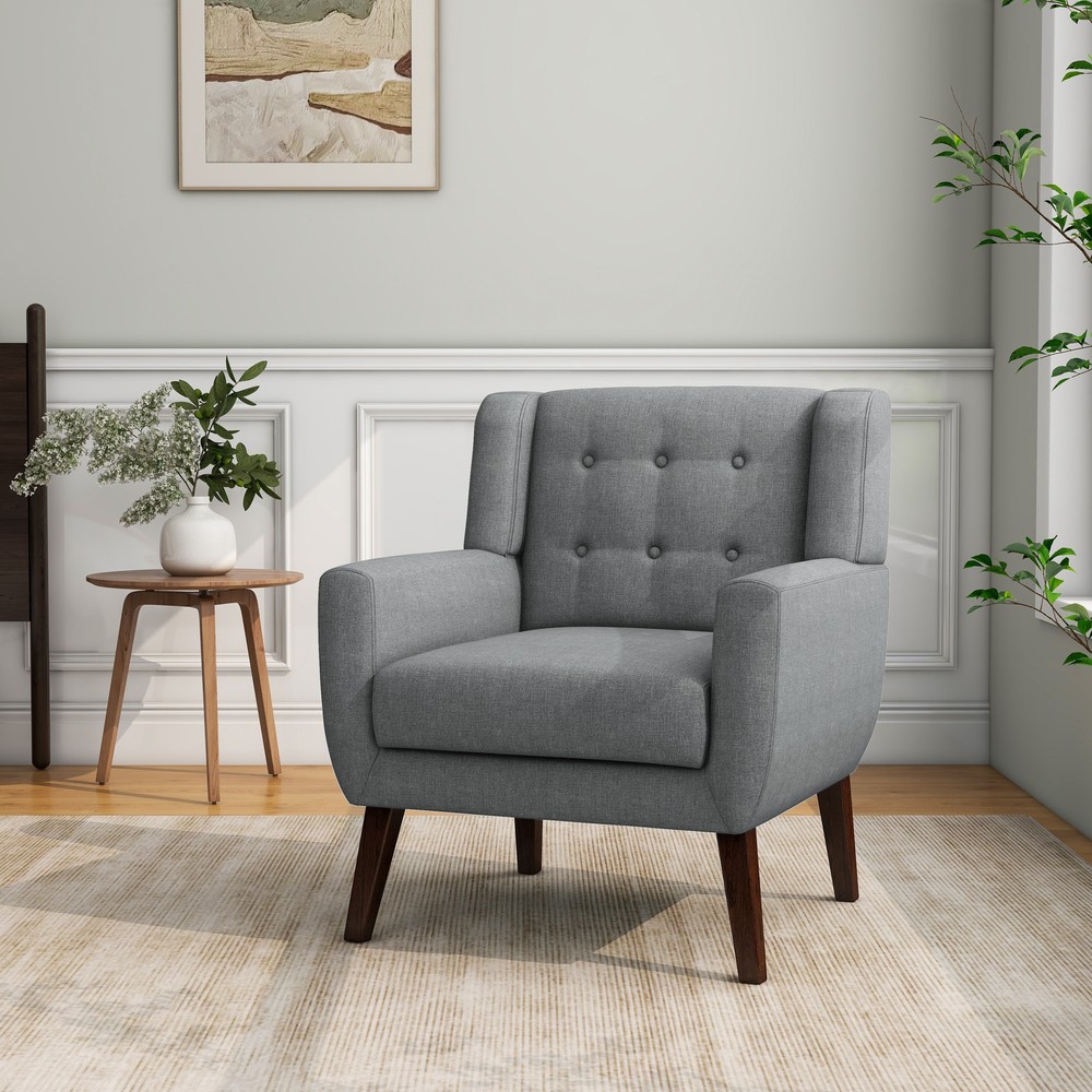 Modern Cotton Linen Upholstered Accent Chair for Living Room