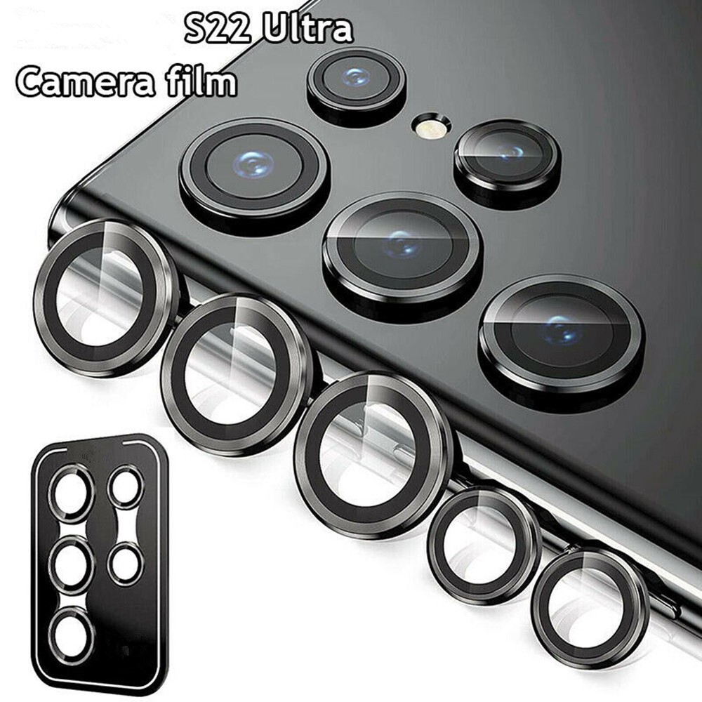 5Pcs 9H Tempered Glass Aluminum Camera Lens Protective Cap For Galaxy S22 Ultra