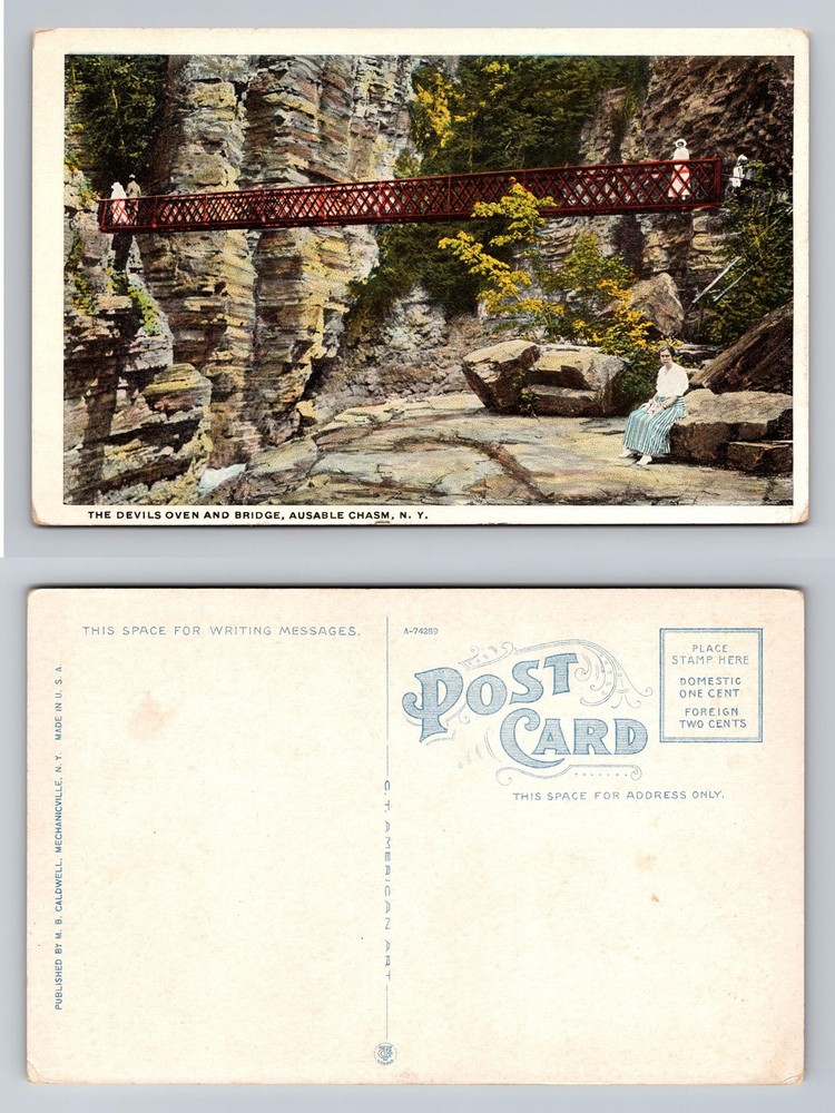 Ausable Chasm, NY-New York, Devils Oven Bridge Rock Gorge Vintage Postcard